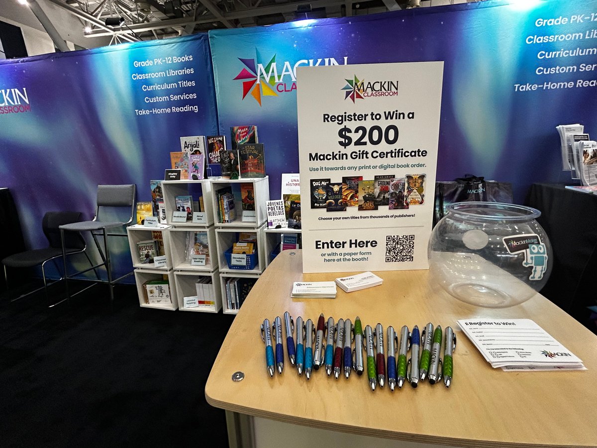 MackinLibrary's tweet photo. We're so excited to be at #NCTE! Make a note to visit Booth #202 for fun giveaways, contests, author signings, and information about our excellent #classroom services! 📚😊 @mackinclassroom @ncte https://t.co/t4hlpP0iaN