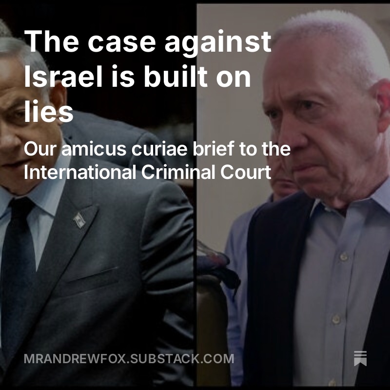 As international law smoulders in the ashes of the Palestinian drive to burn it to the ground, it’s worth reminding ourselves of the facts. The case against Netanyahu and Gallant is farcical nonsense. 

Link in first reply.