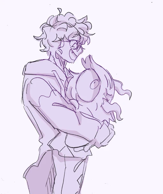 commission for @/ their oc akris fondly holding a larvesta 