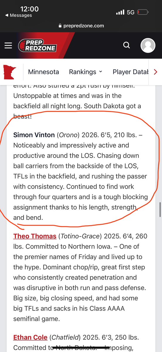Thank you <a href="/OJW_Scouting/">PrepRedzone Oliver</a> for the write up and for putting me as a first team all tournament DE.