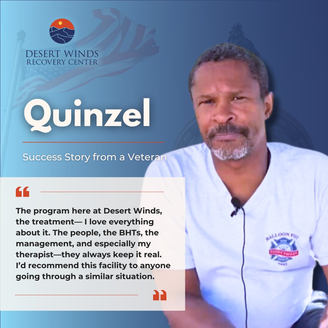 desertwindslv's tweet photo. Recovery is about building a future with the right people by your side. Quinzel, one of our Veterans, shares how the connections he’s made at Desert Winds have become a key part of his journey. 

#VeteransSupport #PTSDRecovery #MentalHealthMatters #AddictionRecovery https://t.co/a4QqBYvmRW
