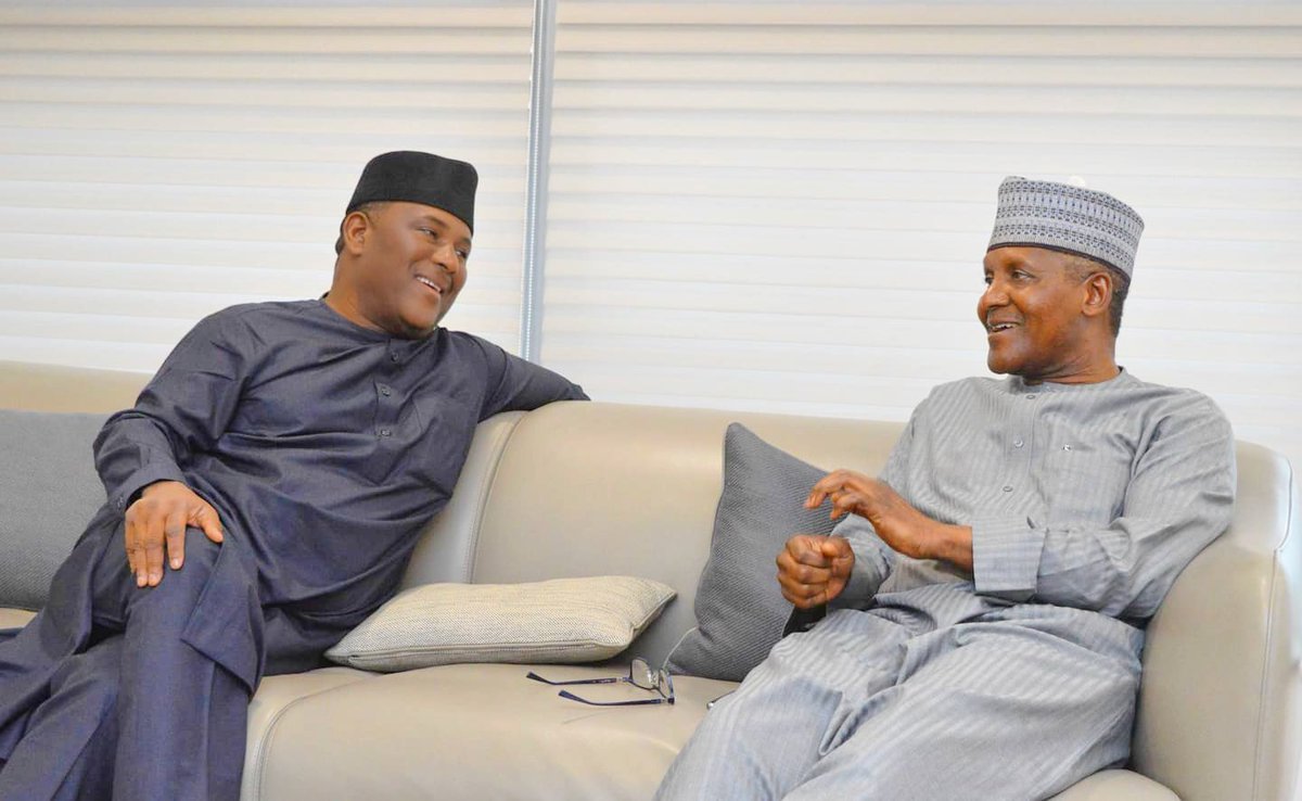 renoomokri's tweet photo. If you are a Southerner calling the people of Northern Nigeria, and their governments parasites because of the Value Added Tax contribution and receipt figures released by the National Bureau of Statistics, do yourself a favour and ask that same NBS to break down the VAT contribution by individuals and corporations. 

It will surprise you to note that Dangote Industries and Dangote Refinery are the single largest contributors to the VAT pool of any individual or institution in Nigeria. Yet, Dangote is from Kano. However, more than 60% of his VAT is paid to Southern states. Have you heard him calling Southerners parasites or claiming that he built Lagos, even though he controls 19% of Lagos's GDP? 

After Dangote, Abdulsamad Rabiu is the fifth largest contributor to VAT. But most of the VAT he generates goes to Southern Nigeria. 

The two men in this photo personally generate more VAT and non-oil tax revenue than the Southeast and South-South combined. 

I could go on and on about the untaxed food and livestock that comes from the North to sustain Southern Nigeria. But let us just realise this: We all need each other in this nation known as Nigeria. So let us quit acting as if we are better than others! 

Reno Omokri 

Gospeller. Deep Thinker. #TableShaker. Ruffler of the Feathers of Obidents. #1 Bestselling author of Facts Versus Fiction: The True Story of the Jonathan Years. Hodophile. Hollywood Magazine Humanitarian of the Year, 2019. Business Insider Influencer of the Year 2022.