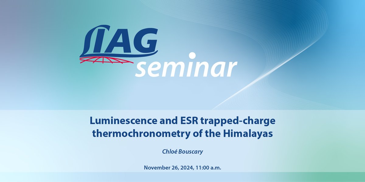🌐 Don't miss our next #LIAG seminar #Luminescence and #ESR Trapped-Charge Thermochronometry of the #Nepal #Himalayas, November 26, 11 a.m! Join via Webex: liag.webex.com/liag/j.php?MTI… 

#Research #Geophysics #Geoscience #Webinar