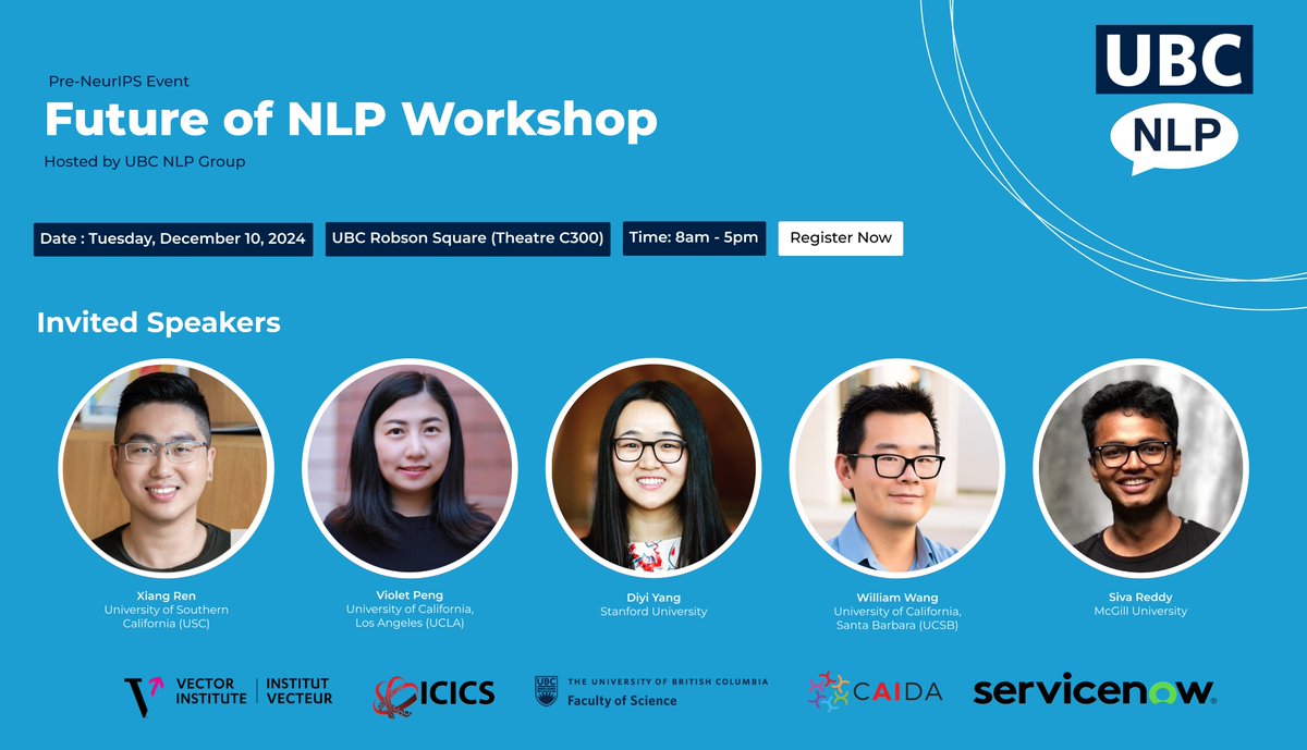 UBC NLP Group (@ubc_nlp) on Twitter photo ๐ Excited about the future of NLP? Join us for the Future of NLP Workshop!
๐
Date: Tuesday, Dec 10, 2024
โฐ Time: 8:00 AM - 5:00 PM
๐ Location: UBC Robson Square, Theatre C300
๐ RSVP by Dec 3 to secure your spot: docs.google.com/forms/d/1rhVnIโฆ
Organized by <a href="/UBC_NLP/">UBC NLP Group</a> & <a href="/VectorInst/">Vector Institute</a> ๐ Excited about the future of NLP? Join us for the Future of NLP Workshop!
๐
Date: Tuesday, Dec 10, 2024
โฐ Time: 8:00 AM - 5:00 PM
๐ Location: UBC Robson Square, Theatre C300
๐ RSVP by Dec 3 to secure your spot: docs.google.com/forms/d/1rhVnIโฆ
Organized by <a href="/UBC_NLP/">UBC NLP Group</a> & <a href="/VectorInst/">Vector Institute</a>