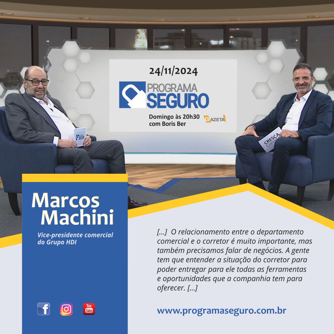 programaseguro's tweet image. Nesta última entrevista do mês de novembro, Boris Ber conversa com MARCOS MACHINI - Vice-presidente comercial do Grupo HDI, que entre outras informações, destaca o Cresça Corretor.

Anote na sua agenda e assista! Atualize-se!
