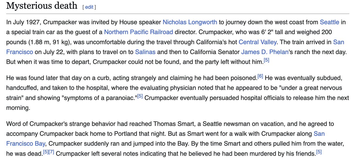 JMShumway's tweet image. TIL that not only is former #OR05 and #OR02 candidate Jimmy Crumpacker the scion of a political family, but his congressional forebear might have been murdered on a trip with the House speaker?!?