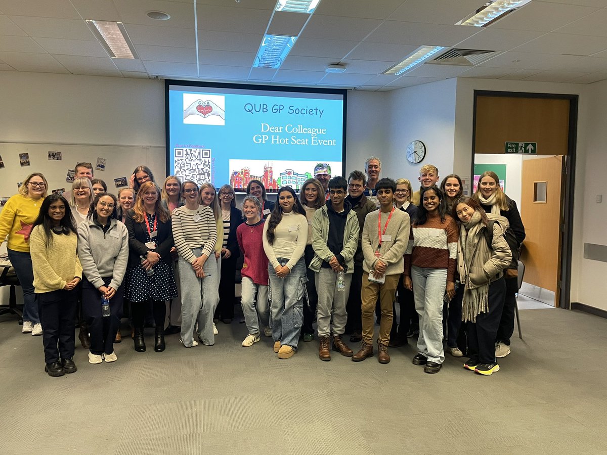 QUBGPSociety's tweet photo. Dear Colleague “GP Hot Seat”
What a night, what an event! 
Thank You to all our Colleagues for coming a talking to our students about their careers in GP ❤️ 
Thank you to the @rcgp_ni and @BMANI_GP for your generous sponsorship💙

X QUB GP Soc Team https://t.co/57jtmw25tO