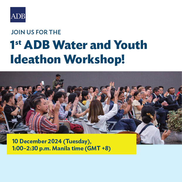 ADBWater's tweet photo. Join us for the 1st ADB Water and Youth Ideathon workshop!🚀Discover opportunities for meaningful youth engagement in ADB’s water sector operations!
👉Register: https://t.co/EAPpvLfWJG
👉Share your thoughts &amp; fill out our Pre-Ideathon Survey: https://t.co/jdVF3gHwsg https://t.co/ldtMR2DH4b
