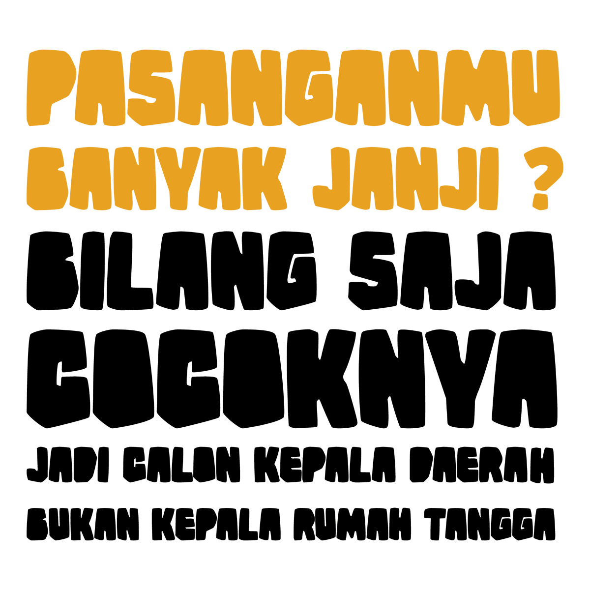 dodinursaiman's tweet photo. Pasanganmu banyak janji ? bilangsaja cocoknya jadi calon kepala daerah bukan kepala rumah tangga #Pilkada2024 
Rinascita Prof Connie Towel Zani Bareskrim Anies El Rumi  Janda FIFA https://t.co/euYNZGc5kk