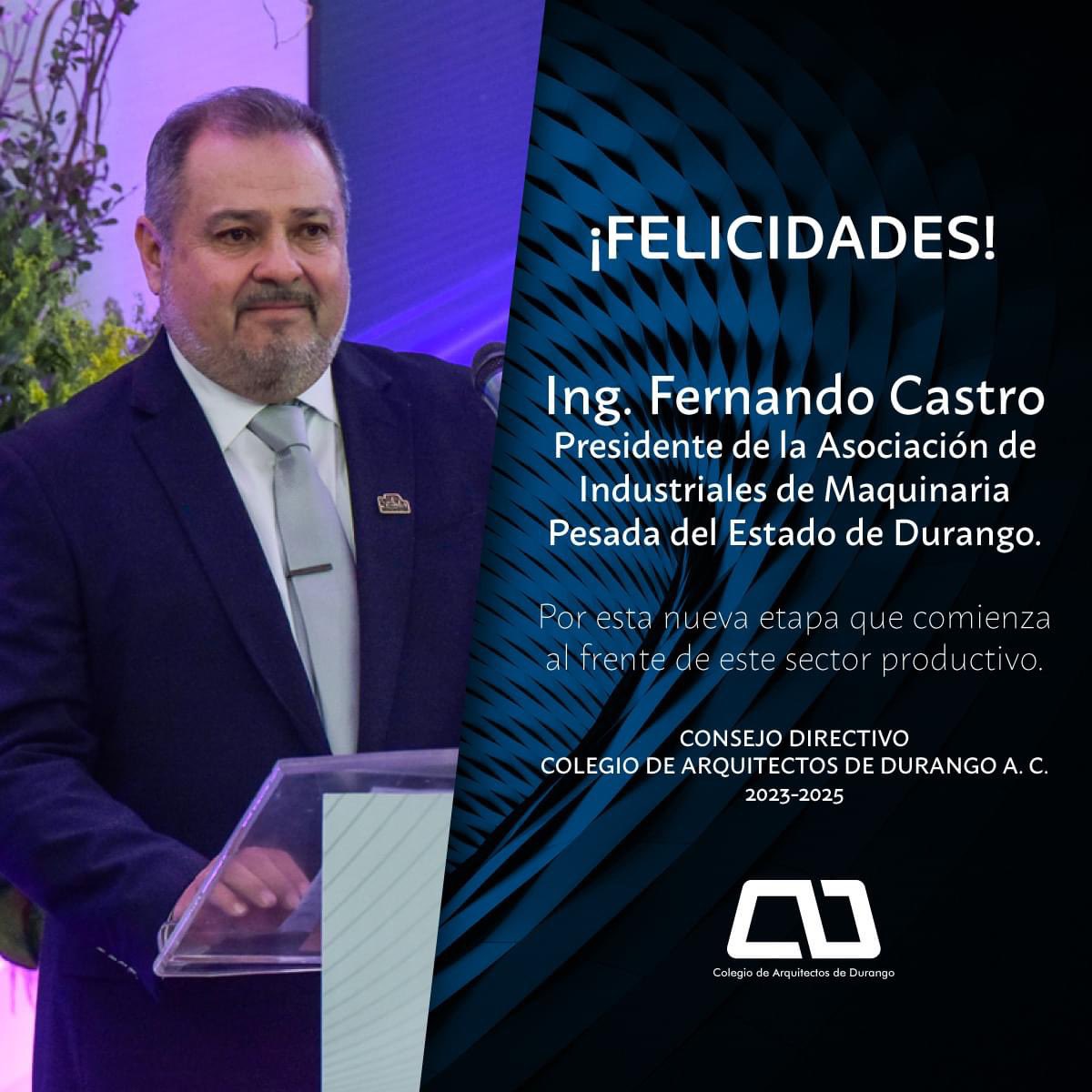 Felicitaciones al nuevo presidente de <a href="/AIMPEDGO/">Maquinaria Pesada</a>  enhorabuena Ing. Fernando Castro y mesa directiva.