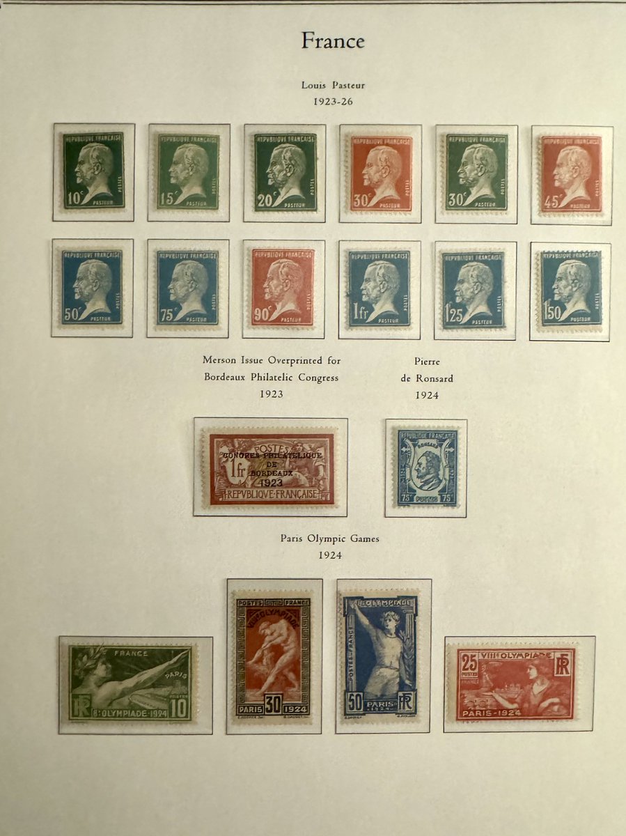 Another nice addition today for France - Merson issue overprinted for the Bordeaux Philatelic Congress - issue of 1923. Scott # 197 - the needed piece to complete the page.