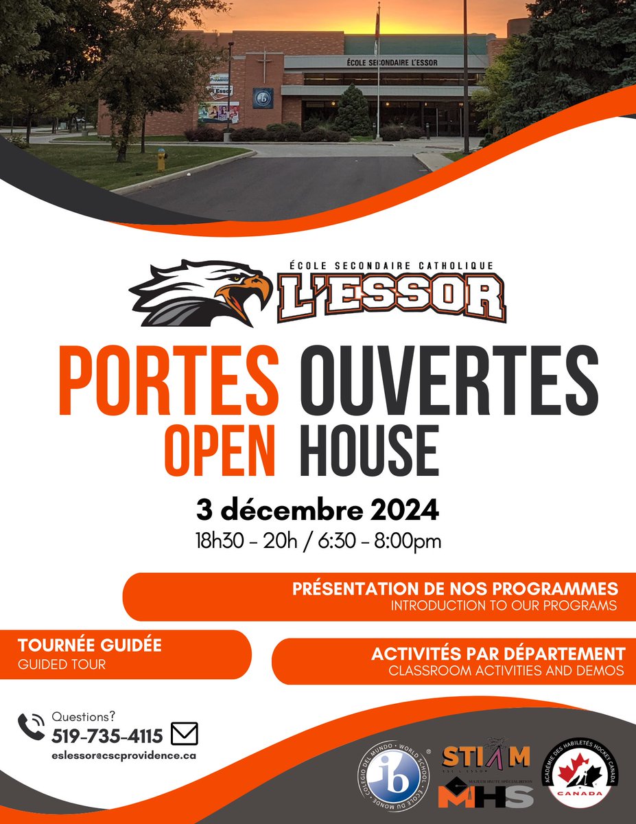 GPV est fière d’être une école nourricière pour deux écoles secondaires d’exception!

🔑 Lajeunesse : 2 déc., 18h-20h
🔑 L’Essor : 3 déc., 18h30-20h

Venez découvrir les programmes et opportunités qui attendent vos enfants. 💙⚜️💛 #PortesOuvertes <a href="/ESCEJL/">École secondaire catholique E.J. Lajeunesse</a> <a href="/ESCLESSOR/">École secondaire catholique l'Essor</a>