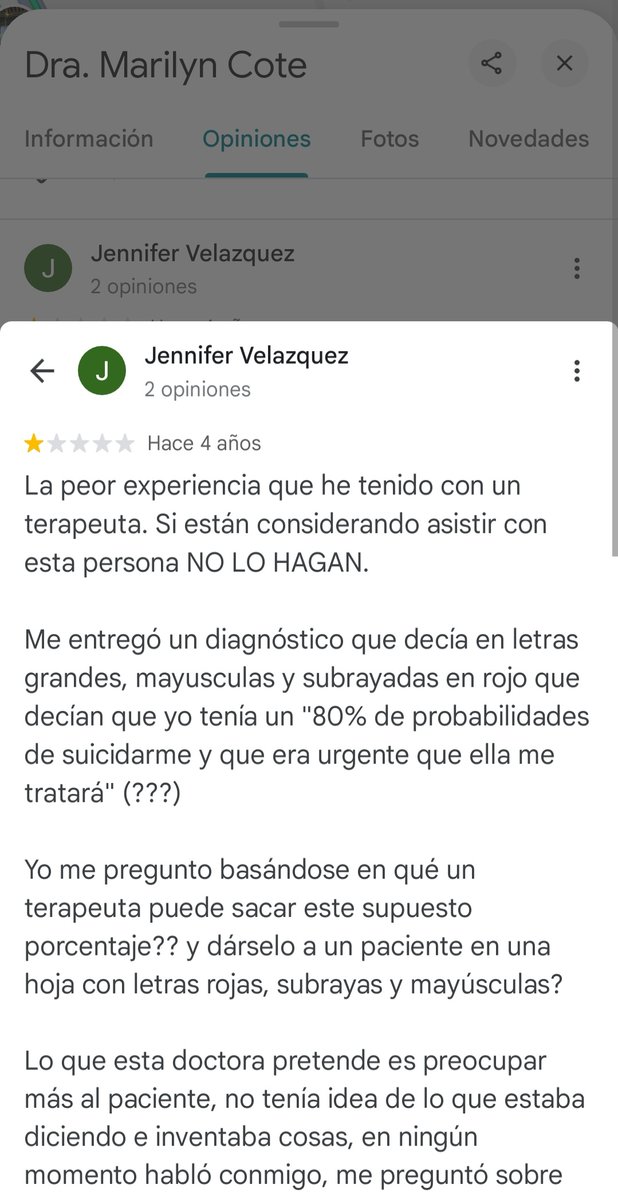 Hace 4 años Jennifer nos advirtió sobre Marilyn Cote.