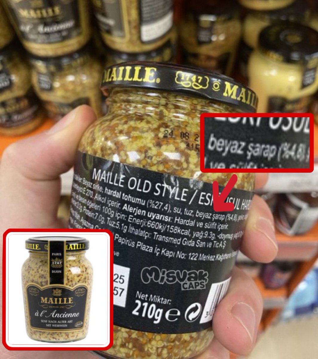 Bu ne rezillik Migros !

Migros isimli market zincirlerinde satılan hardalın içinde %4,8 oranında beyaz şarap bulunuyor !

Üstelik bu ürünün ön yüzünde içerdiği şarapla ilgili tüketiciyi uyaran bir metin bulunmazken, diğer gıda ürünleriyle aynı raflarda satılıyor !