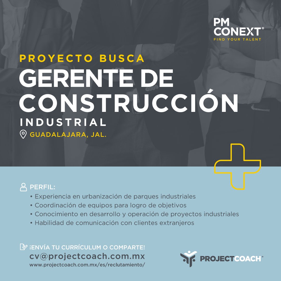 PROJECTCOACHMX's tweet photo. PROYECTO BUSCA
GERENTE DECONSTRUCCIÓN
INDUSTRIAL
En GUADALAJARA, JAL.

¡ENVÍA TU CURRÍCULUM O COMPARTE!
cv@projectcoach.com.mx
https://t.co/A7N8vehgVT

#Trabajo #ProjectManagement #GerenteDeConstrucción #Guadalajara #PMConext #ProjectcoachMx #AchieveProjectManagementExcellence https://t.co/RXQMbWzKTd