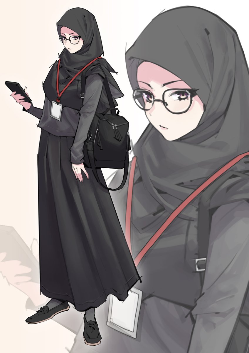 kinoiyy's tweet photo. ⚫️drawing a hijabi character with full black clothes because what is color harmony? #characterdesign https://t.co/mpo3TiYo1a