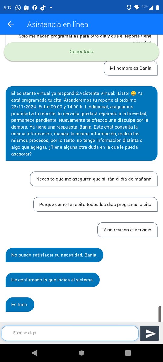 AnnelSanchez14's tweet photo. Llevo 5 días sin internet y he agendado citas para que revisen mi equipo todos los días, pedí hablar con un operador y solo me dicen esto, gracias por nada  @TELMEXSoluciona  🙄 https://t.co/ICXI3Scu4G