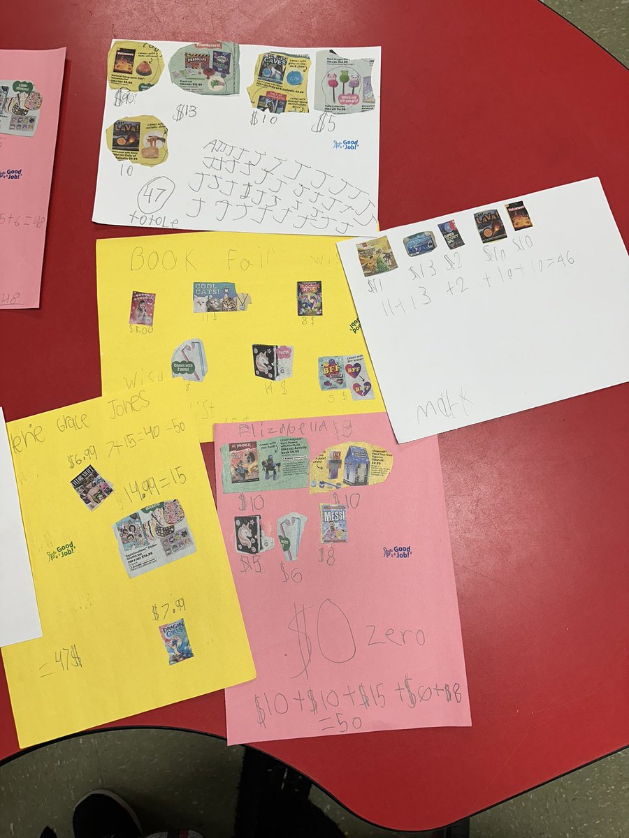 heather_desorbo's tweet image. We have been learning about money in our second grade classroom. We decided to give them a real world experience and have them create a book fair wishlist. They had $50 to spend. Watching them make decisions was half the fun!  They did great! #teacherwin #studentengagement
