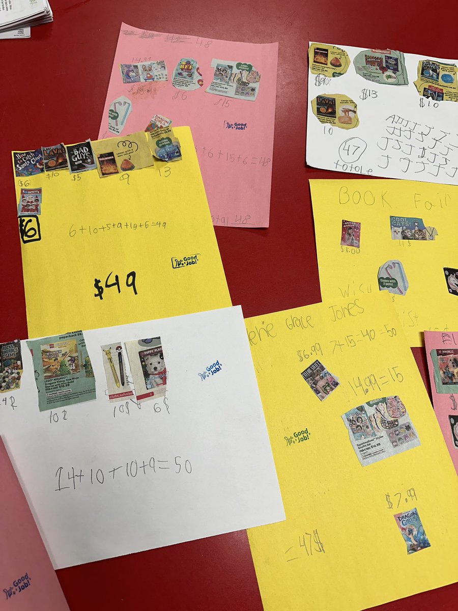 heather_desorbo's tweet image. We have been learning about money in our second grade classroom. We decided to give them a real world experience and have them create a book fair wishlist. They had $50 to spend. Watching them make decisions was half the fun!  They did great! #teacherwin #studentengagement