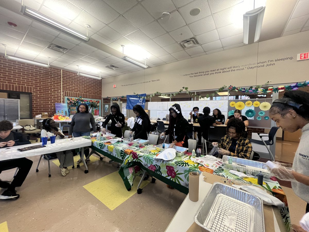 🌊 Wrapped up Global Entrepreneurship Week by installing DECA officers, inducting new members, &amp; getting creative with tie-dye bucket hats, socks, &amp; painted seashells! Next week, we’ll price them—maybe new Monarch Market items? 🚀 #RideTheWaveOfInnovation #DECA #GEW2024 #CTE