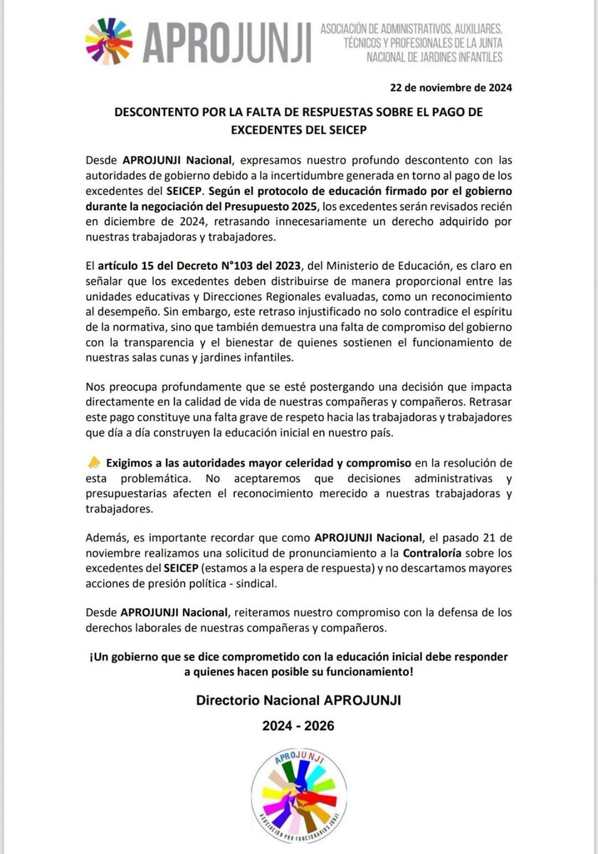 aprojunji's tweet photo. 📢 APROJUNJI Nacional exige respuestas sobre los excedentes del SEICEP
¡Un gobierno comprometido con la educación debe cumplir sus acuerdos!

#CumplanLosAcuerdos 
#ExigimosJusticia #SEICEP #AprojunjiNacional https://t.co/PqUmb6Q5nc