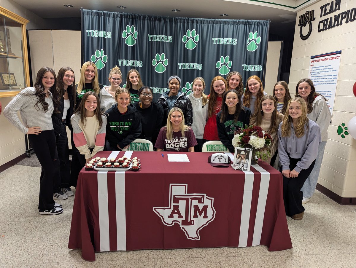Yorktown Volleyball (@yvbtigers) on Twitter photo Congrats <a href="/AddiApplegate/">Addi Applegate</a> on signing with <a href="/AggieVolleyball/">Texas A&M Volleyball</a> ! It's been such a joy to watch you grow these last four years and I can't wait to watch this next chapter! Let's go!! 💪 Congrats <a href="/AddiApplegate/">Addi Applegate</a> on signing with <a href="/AggieVolleyball/">Texas A&M Volleyball</a> ! It's been such a joy to watch you grow these last four years and I can't wait to watch this next chapter! Let's go!! 💪