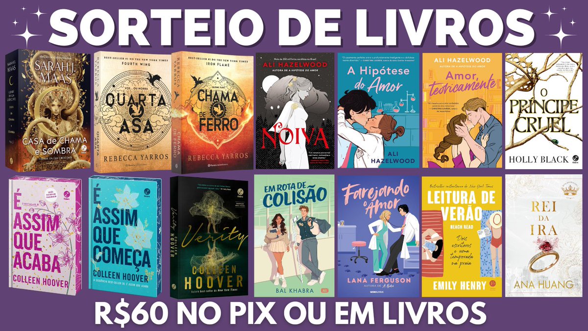 🚨 SORTEIO DE LIVROS 🚨

🏆 Prêmio: 1 dos Livros da imagem ou R$60 NO PIX ou em Livros

⭐️Regras:
➡️ Seguir 
@anyswiftt e 
<a href="/americasincera/">Promos de Livros | Sorteio no Fixado</a>

➡️ Dar RT nesse tweet
➡️ Estar em um dos nossos grupos (link nos comentários)

📅 Resultado rápido: 30/11
