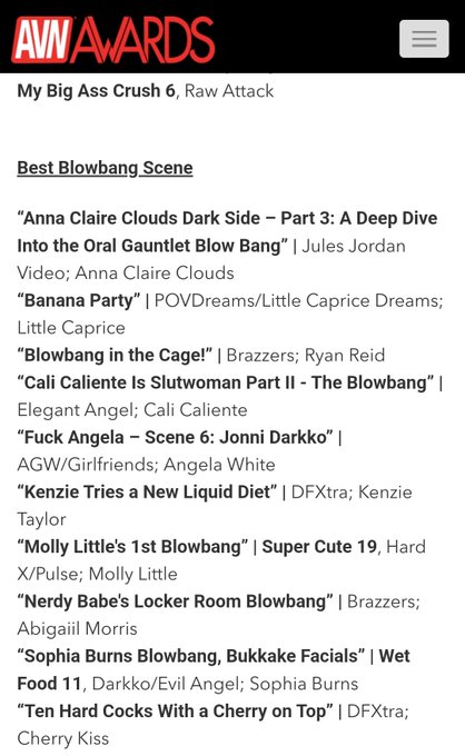 4 pic. Thank you so much, @avnawards, for the nominations for the best blowbang scene and most outrageous