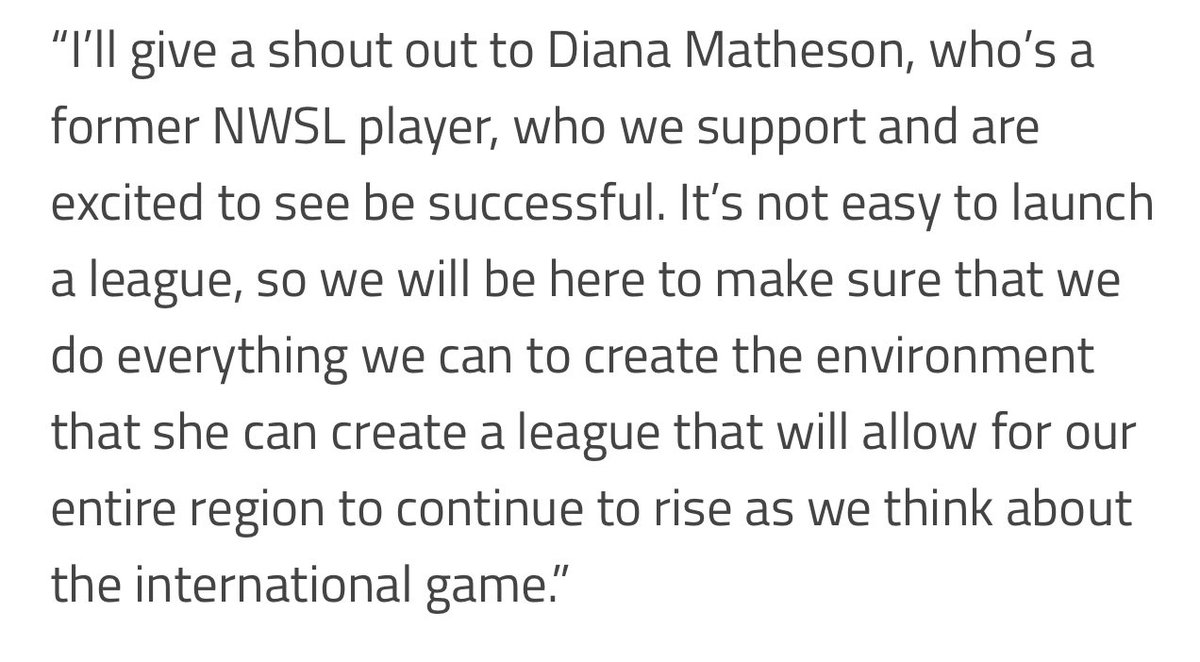 Christina Litz (@litzwpg) on Twitter photo Nice shout out by <a href="/NWSL/">National Women’s Soccer League</a> Commish <a href="/JessicaBerman1/">Jessica Berman</a> at her Championship presser today for the <a href="/NorthernSuperLg/">Northern Super League</a> and <a href="/dmatheson8/">Diana Matheson</a>. We are on our way there now and looking forward to a fun weekend! ❤️👊⚽️ Nice shout out by <a href="/NWSL/">National Women’s Soccer League</a> Commish <a href="/JessicaBerman1/">Jessica Berman</a> at her Championship presser today for the <a href="/NorthernSuperLg/">Northern Super League</a> and <a href="/dmatheson8/">Diana Matheson</a>. We are on our way there now and looking forward to a fun weekend! ❤️👊⚽️