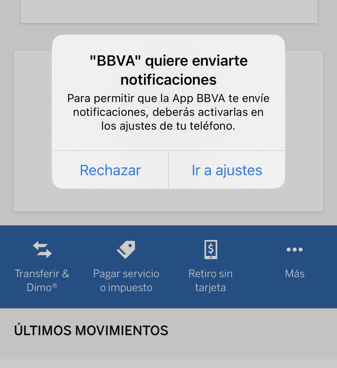jirafo85's tweet photo. @BBVA_Mex @BBVARe_mx 
No quiero notificaciones. Por más que le das rechazar, todo el tiempo sale este mensaje, en banca móvil. https://t.co/i6Lww9bYfq