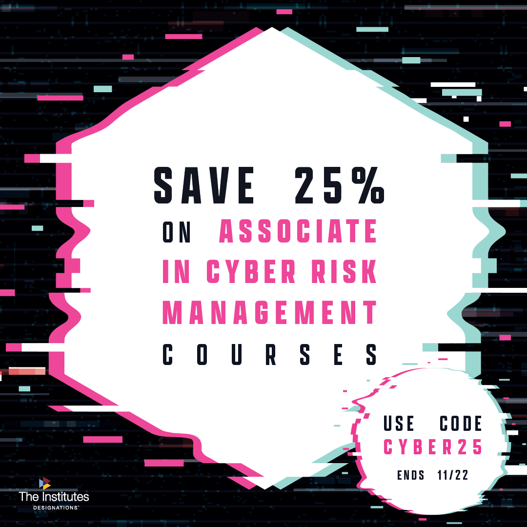 The_Institutes's tweet image. 🚨 SALE ENDS TODAY 🚨 Don't wait to save 25% on our New Associate in Cyber Risk Management (ACRM) courses! 

Use code CYBER25 at checkout! bit.ly/4haXRx9

#CyberRiskManagement #CyberRisk