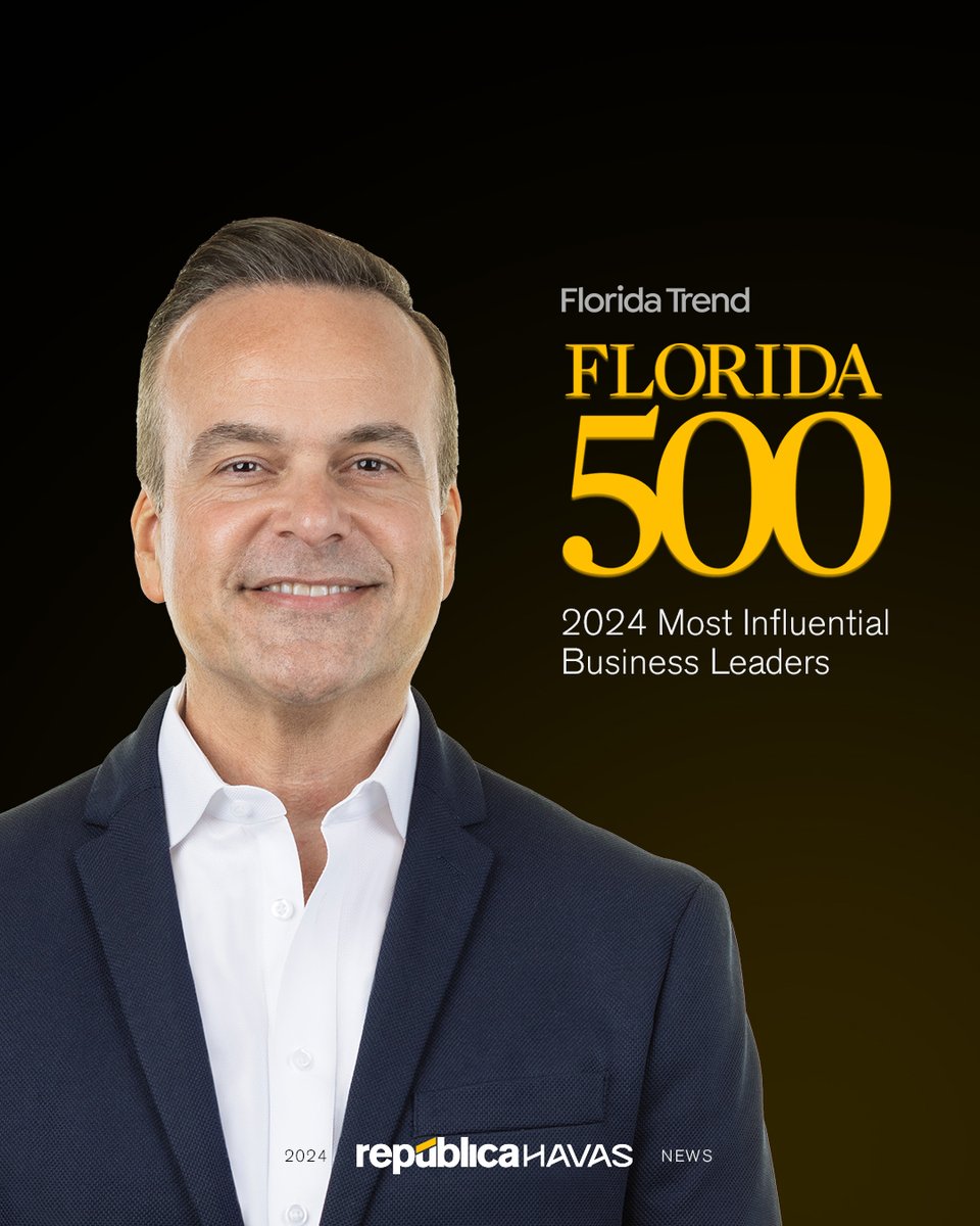 Republica Havas (@republicahavas) on Twitter photo We're excited to share that our Co-Founder, Chairman, and CEO, <a href="/JorgePlasencia/">Jorge Plasencia</a>, has been named to the Florida Trend list of the state's 500 Most Influential Business Leaders for the third year in a row! Congrats to Jorge and all the remarkable leaders recognized! #Florida500 We're excited to share that our Co-Founder, Chairman, and CEO, <a href="/JorgePlasencia/">Jorge Plasencia</a>, has been named to the Florida Trend list of the state's 500 Most Influential Business Leaders for the third year in a row! Congrats to Jorge and all the remarkable leaders recognized! #Florida500