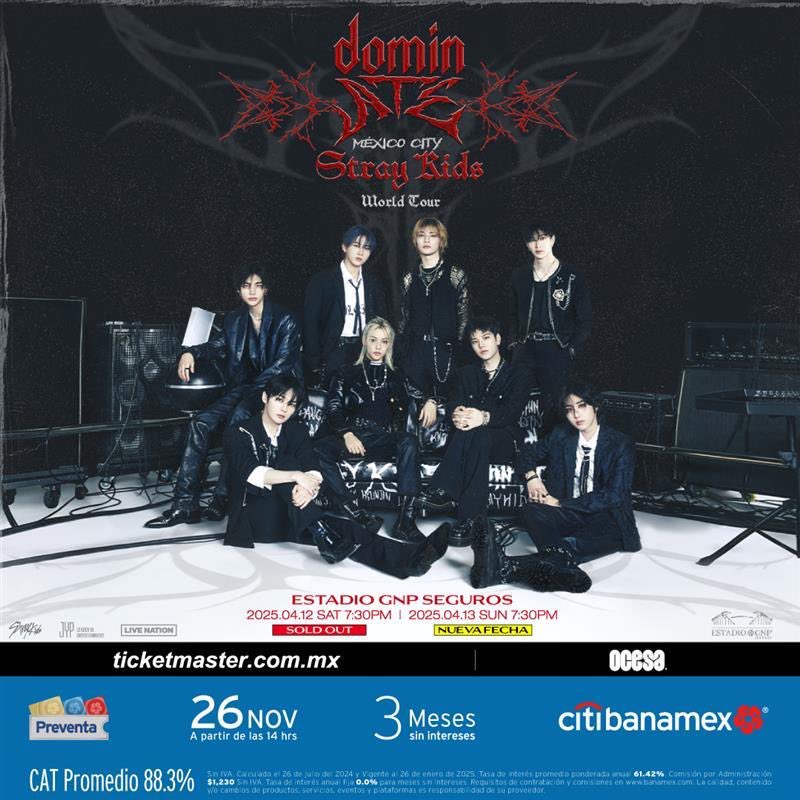 ocesa_kpop's tweet photo. #STAY! ¡Es una realidad! Tenemos segunda fecha para Stray Kids World Tour <dominATE CIUDAD DE MÉXICO> ❤️🔥 ¡Nos vemos este 13 de Abril en el Estacio GNP Seguros!
#PreventaCitibanamex: 26 de Noviembre (venta únicamente en línea a través de Ticketmaster) https://t.co/JbqPONpgGW