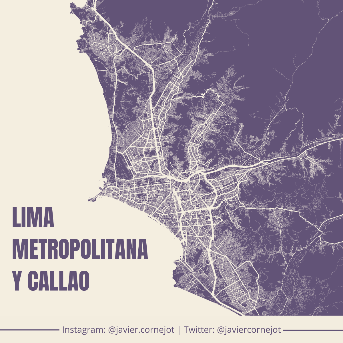 #30DayMapChallenge | Día 22 | 2 Colores.
Calles de Lima Metropolitana y Callao.