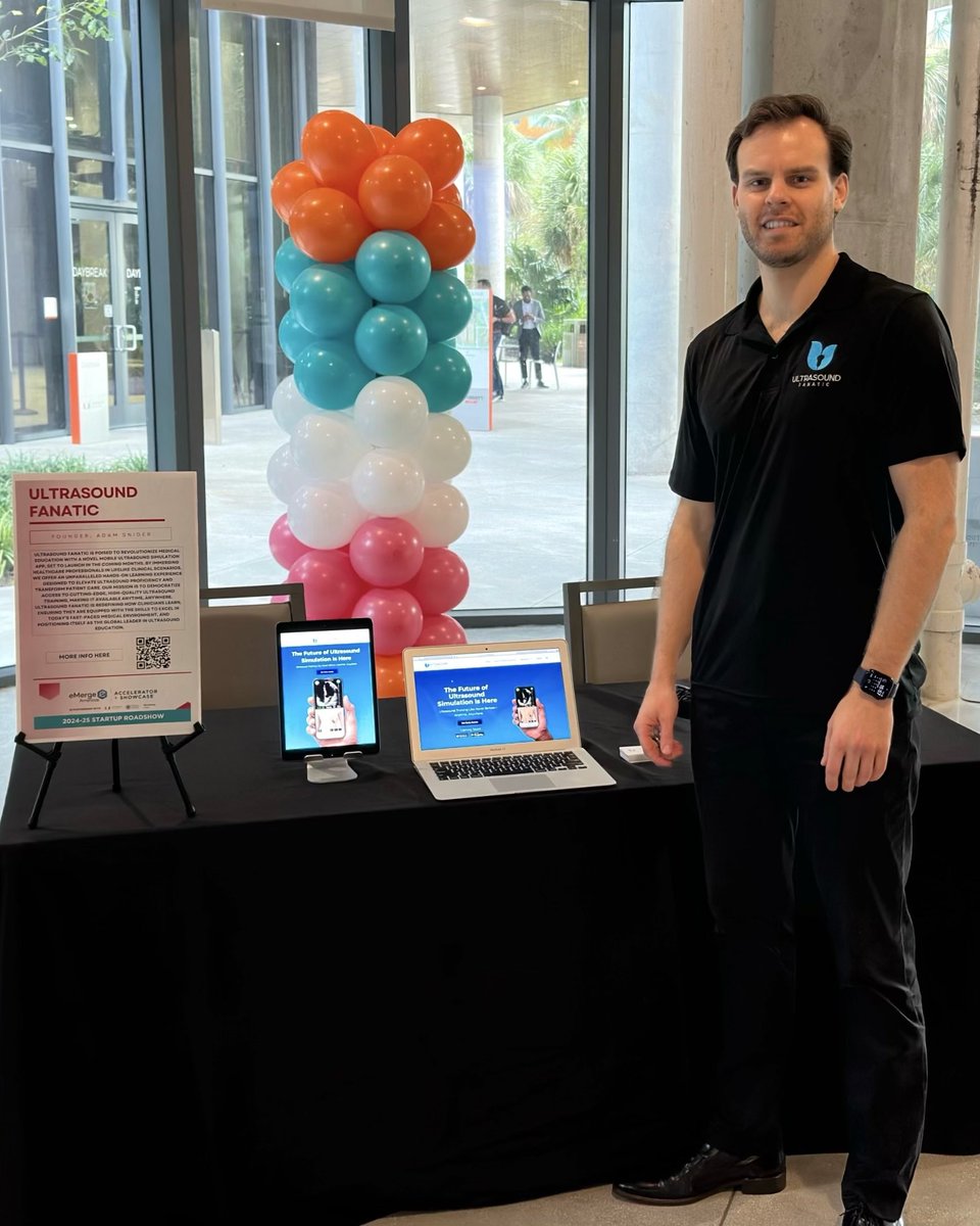 POCUSfanatic's tweet photo. Great energy and innovation at the @eMergeAmericas Startup Roadshow! Excited to share our ultrasound simulation app—here are a few highlights from the event. 

#emergeamericas #ultrasoundfanatic #startup #pocus #ultrasoundsimulation https://t.co/MX2uCw1ifh