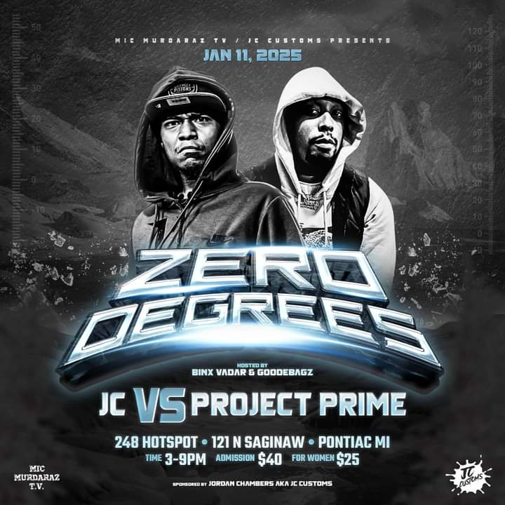 MicMurdarazTv's tweet image. Mic Murdaraz-Tv 
Jan. 11, 2025

#ProjectPrime vs. @ThekidJ_c 

#ZeroDegrees

@mackk_myron @BLUEROOMILLY