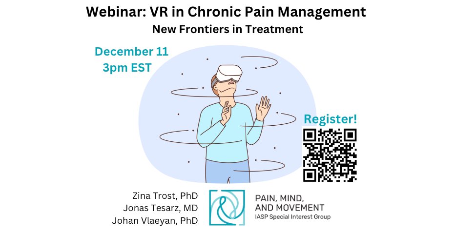 TMD Studies at UMB (@colloca_lab) on Twitter photo Join us on 12/11 at 3pm EST for an insightful webinar: VR in Chronic Pain Management - New Frontiers in Treatment!🤩
We'll explore cutting-edge applications of VR with Zina Trost, PhD; Jonas Tesarz, MD; and Johan Vlaeyan, PhD.
Register here! pathlms.com/iasp/webinars/…
<a href="/Colloca_Luana/">Luana Colloca</a> Join us on 12/11 at 3pm EST for an insightful webinar: VR in Chronic Pain Management - New Frontiers in Treatment!🤩
We'll explore cutting-edge applications of VR with Zina Trost, PhD; Jonas Tesarz, MD; and Johan Vlaeyan, PhD.
Register here! pathlms.com/iasp/webinars/…
<a href="/Colloca_Luana/">Luana Colloca</a>