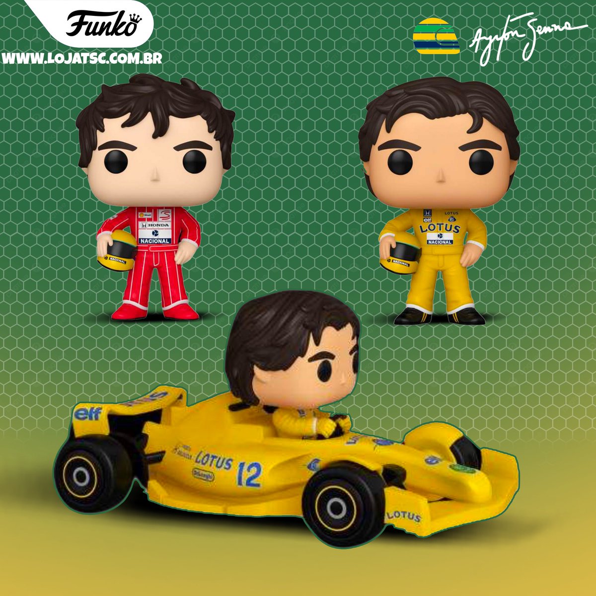 LojaTsc's tweet photo. 💚 LANÇAMENTO 
🇧🇷 Funko Pop! Ayrton Senna
💰 Valor no site
🍀 Boleto/PIX 5% OFF 
📨 contato@lojatsc.com.br
🛒 https://t.co/fe0wX7mbpp
💰 Atenção: POUCAS PEÇAS! https://t.co/iaO3Etdknh
