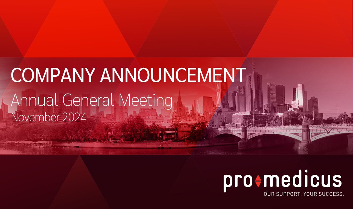 Watch the Pro Medicus Limited (ASX:PME) Annual General Meeting (AGM) 25 Nov 2024, 10AM AEDT (24 Nov 2024, 6 PM EST) hubs.la/Q02Zdr-S0  <a href="/Visage_Imaging/">Visage Imaging</a> Visage7 #ProMedicusCloudPACS #Visage7AI #SaaS #PlatformForTheFuture #PoweredBySpeed #CardiologyImaging