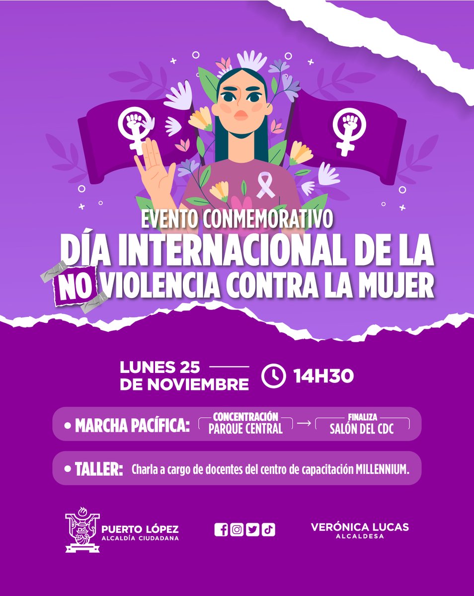 Conmemoramos el Día Internacional de la No Violencia Contra la Mujer. 💜🌸
Levanta la voz por aquellas que aún no pueden hacerlo. Un mundo sin violencia es un mundo donde las mujeres viven con dignidad y sin miedo. 💪

<a href="/veroLucasmar/">Veronica Lucas M</a>