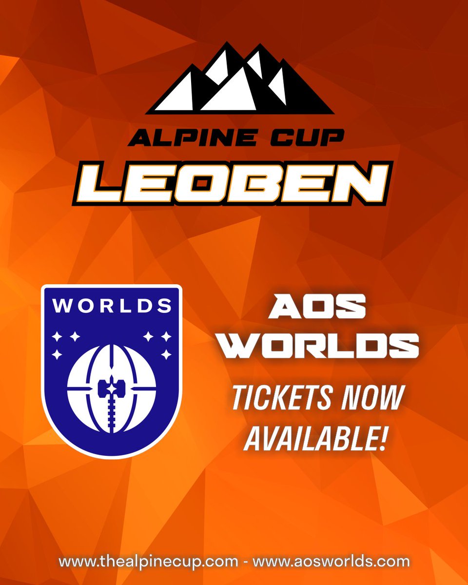 Tickets for the OG Worlds Tournament are live! 🏆 Secure yours now at aosworlds.com. The road to Leoben begins here!