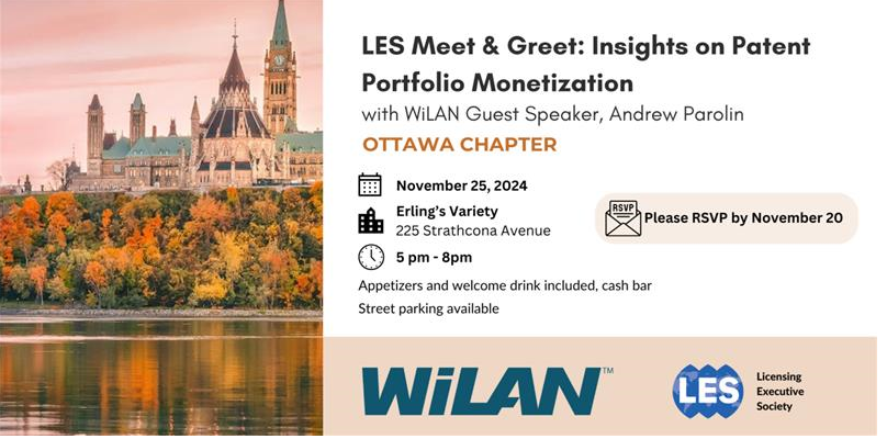 Ottawa IP professionals - we have our Chapter Event next week at Erling's Variety. 

Don't miss this opportunity to gain valuable insights! Register here: members.lesusacanada.org/event/11-25-24…