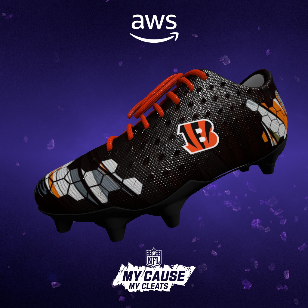 The <a href="/NFL/">NFL</a>  has teamed up with <a href="/awscloud/">Amazon Web Services</a> to to let players design cleats for causes close to their hearts. Using AWS’s generative AI, these players had hands-on control over style, color, and textures. Here is my design! Learn more and make your own! aws.amazon.com/my-cause-my-cl…