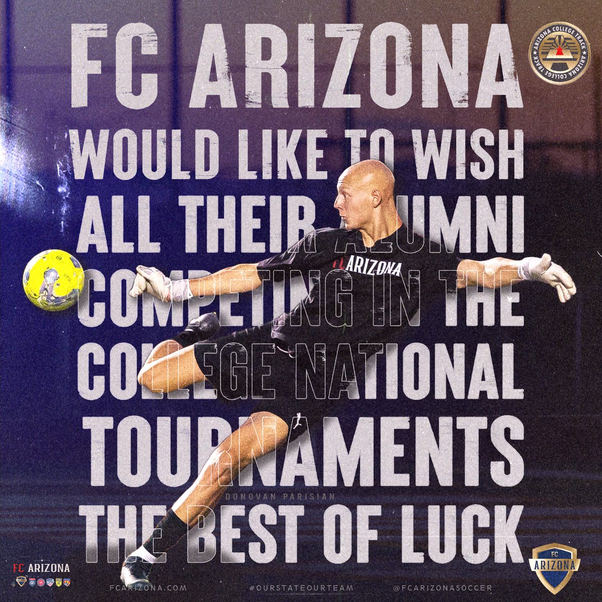Good luck to all our FC ARIZONA alumni competing in the college national tournaments!
#ourstateourteam #fcaz #settingthestandard #ACT #ArizonaCollegeTrack
We are cheering you on every step of the way!
Show them what it means to be part of the FC ARIZONA family! Go get 'em! 🏆