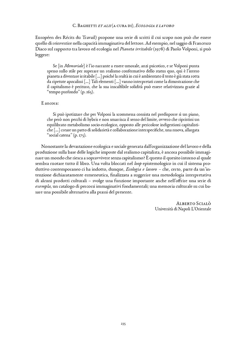 CarloBaghetti's tweet photo. Grazie a Alberto Scialò per la bella recensione su «Aura» del nostro "Ecologia e lavoro" (@MimesisEdizioni). Una riflessione che non poteva trovare migliore sede di questo numero, interamente dedicato a letteratura e lavoro (link nei commenti). https://t.co/yUtIbUtt9F