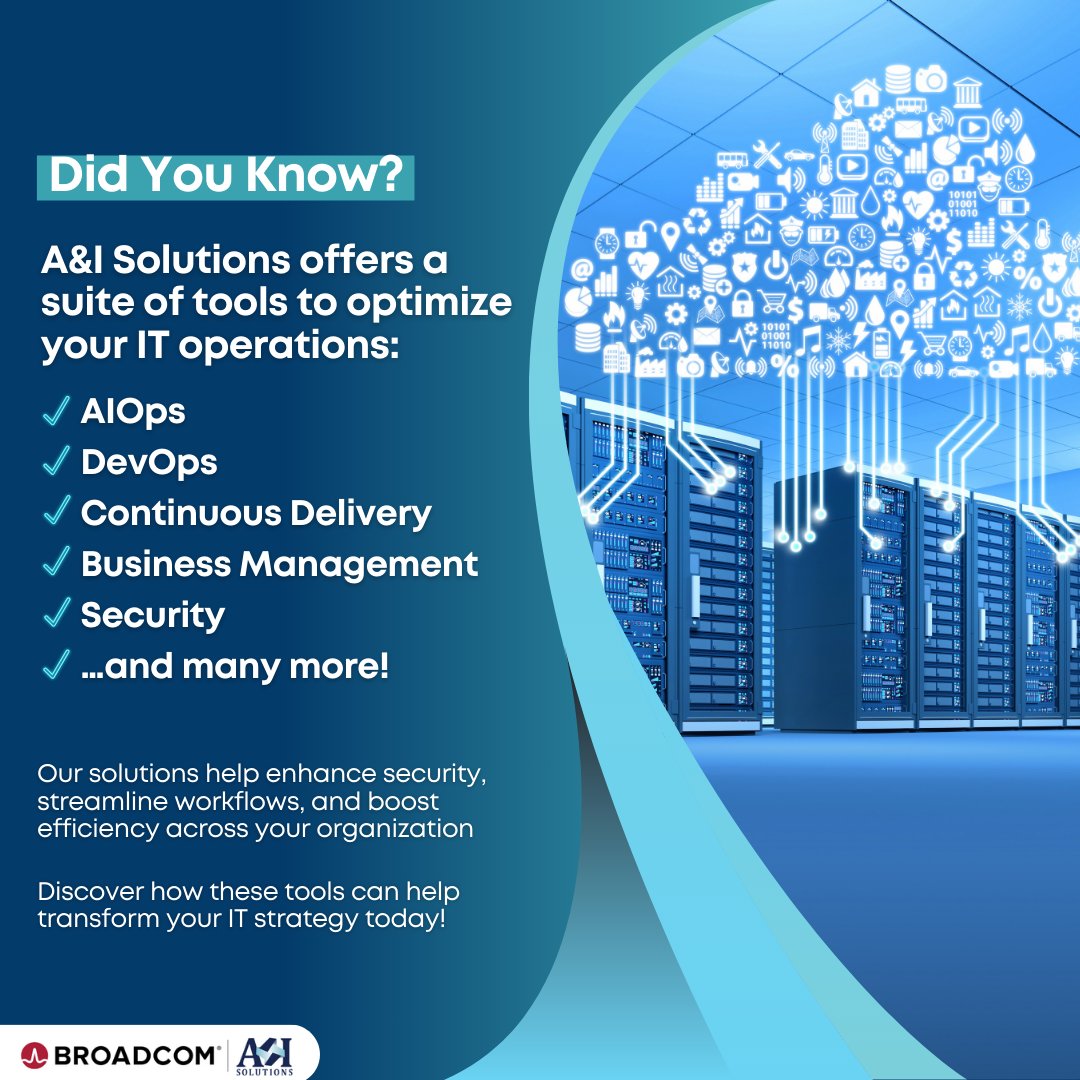 Did You Know? 🤔 💭 

A&amp;I Solutions is your dedicated partner for the full Broadcom Software portfolio! 
And we go beyond software—our expert team is here to support you. Ready to elevate your IT game? 

Let’s connect: [bit.ly/4eUs9T8]