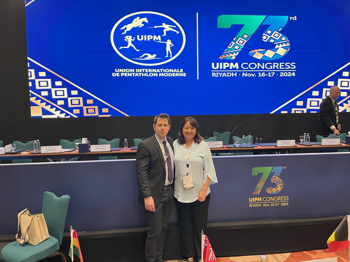 Congratulations to Barry Tompkins (Canada) elected as the UIPM Executive Board Member for Marketing at the 73rd UIPM Congress
Info: uipmworld.org/news/73rd-uipm…

Shelley Callaghan, Pentathlon Canada's executive director (also at the UIPM Congress) pictured with Barry Tompkins 
<a href="/uipm/">nash ruben  martinez</a>