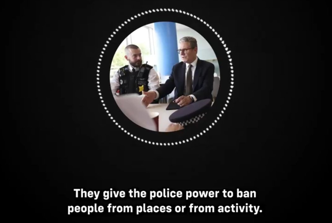 Sargon_of_Akkad's tweet photo. Are you seeing this, @elonmusk?  Now the police can just declare you "antisocial" and ban you from wherever they like. Incredible, I'm sure this won't be abused instantly against political dissidents. Starmer really is an insane tyrant. https://t.co/ilWy5g6j21