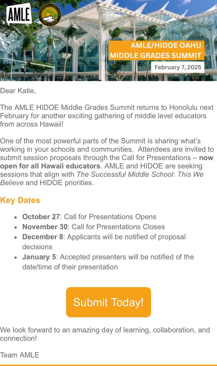 Want to join <a href="/AMLE/">AMLE</a> in Hawaii? Call for presentations ends 11/30!

research.net/r/HISummit25CF…
