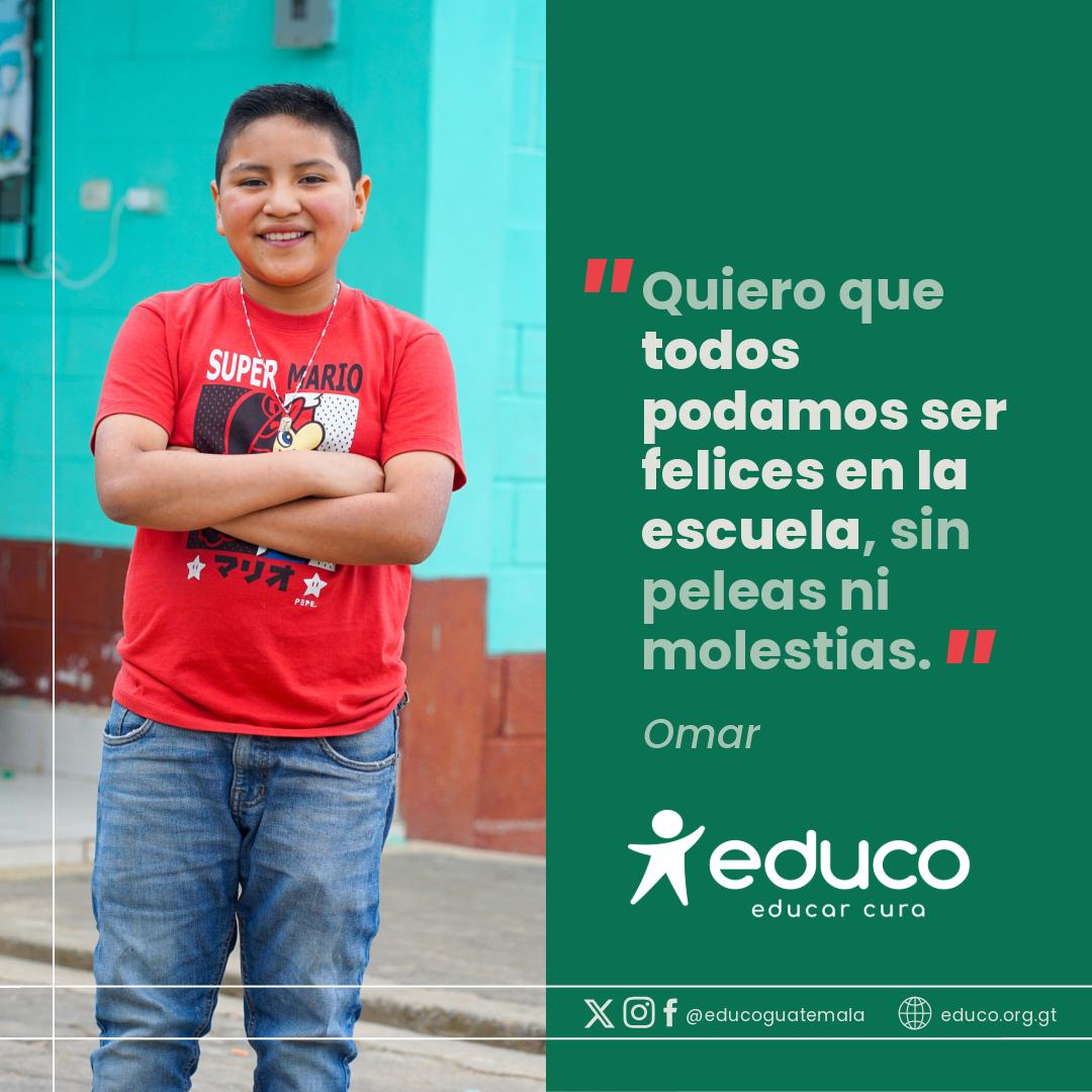 Omar nos inspira con sus palabras. 🌟🏫💬 
¡Hagamos realidad ese sueño, construyendo espacios de respeto y paz para nuestra niñez! ✨👧👦

<a href="/PiesOccidente/">PIES de Occidente</a>
#EducarCura #VocesParaLaPrevención #PazEnLaEscuela #DerechosDeLaNiñez